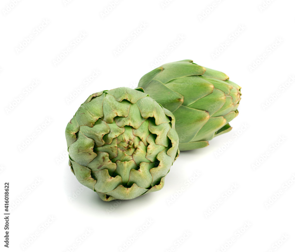Obraz premium Fresh Artichoke, Green Artichokes, Raw Edible Cynara Flower