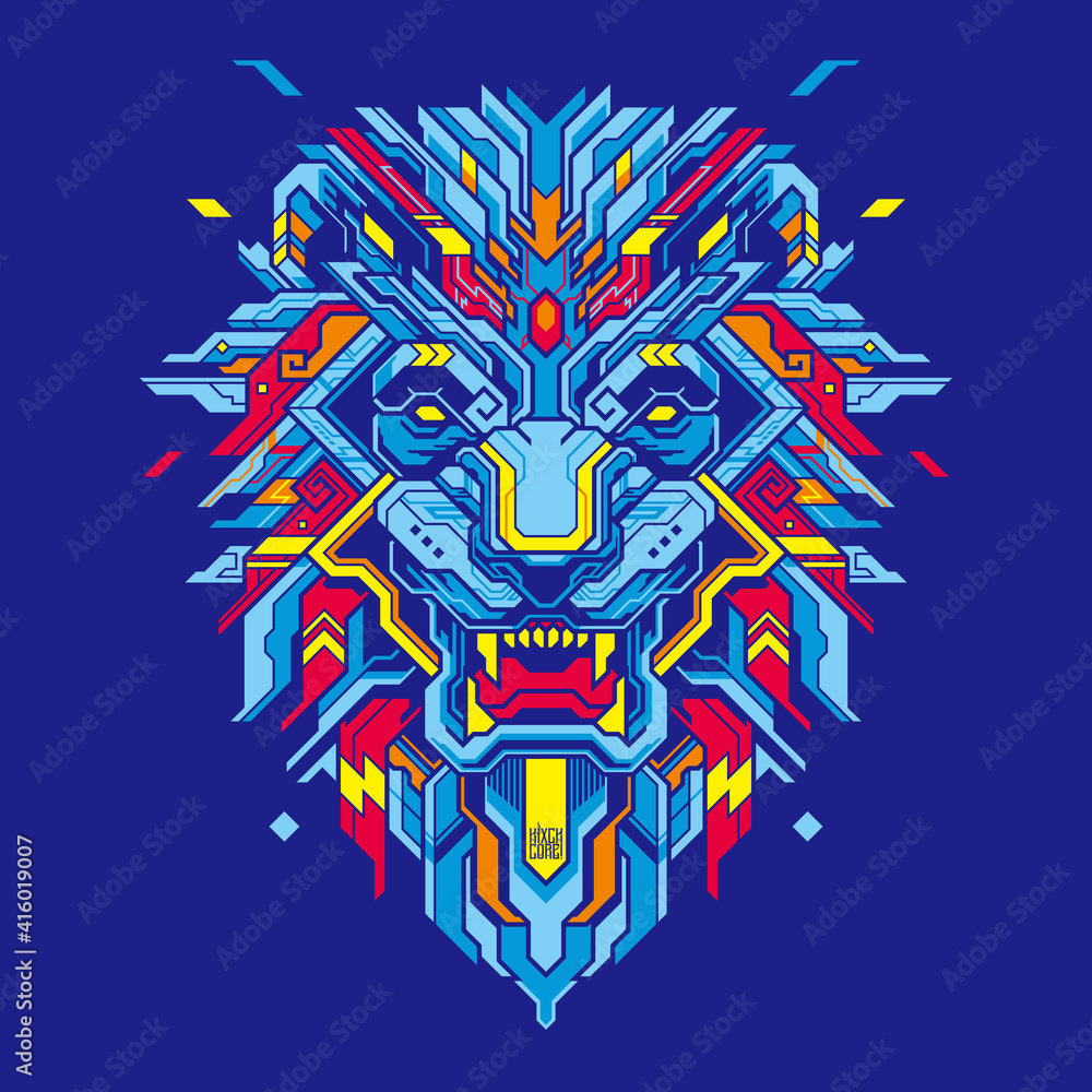 lion head illustration and tshirt design