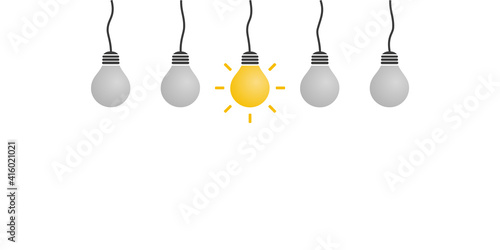 New Standout Idea - Light Bulbs Concept Design Template with Copy Space - Illustration in Editable Vector Format