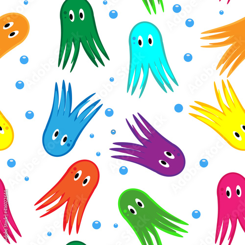 Vector simple colored pattern octopuses gift paper textile background