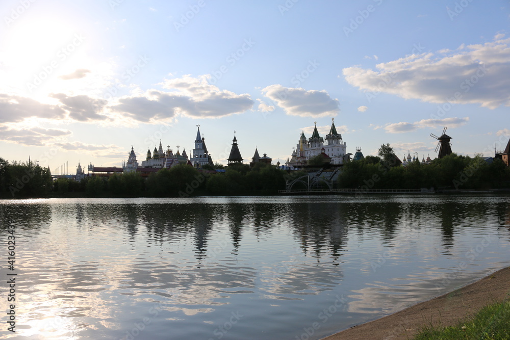 Izmailovsky Kremlin across the lake Russia Moscow summer