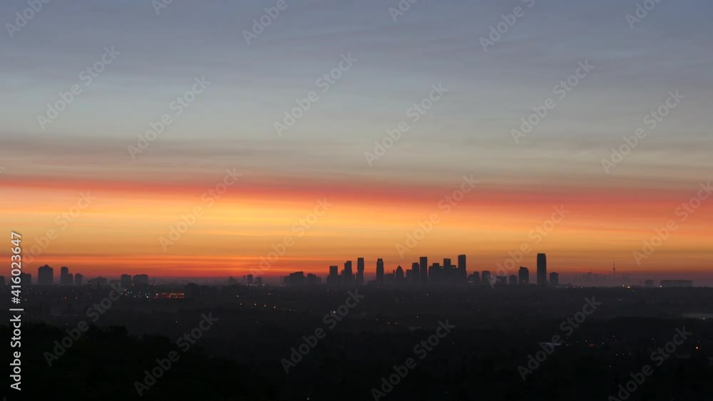 Skyline Silhouette During A Beautiful Golden Sunset With Fogs. - timelapse Skyline Silhouette During A Beautiful Golden Sunset With Fogs. - timelapse
