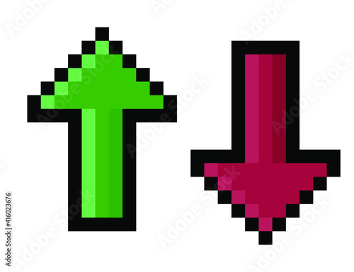 Pixel arrow showing an increase and decrease (vector)