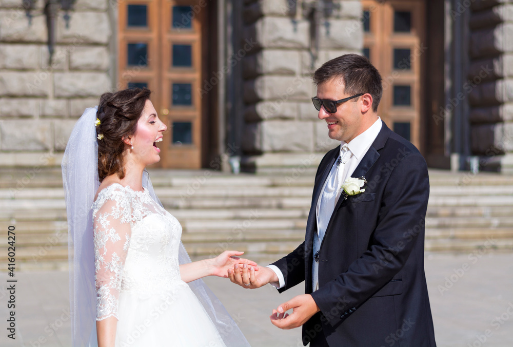 Bride and Husband Having Fun in their Wedding Day Bride and Husband Having Fun in their Wedding Day