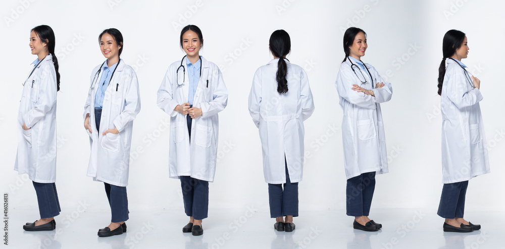 Profile Woman wear Doctor White uniform pants and shoes Profile Woman wear Doctor White uniform pants and shoes