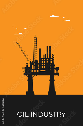 Flat vector Oil Platform Oil Industry