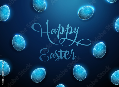 Abstract geometric background with low poly Easter eggs.