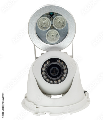 Spherical IP security camera and Infrared illuminator night lighting