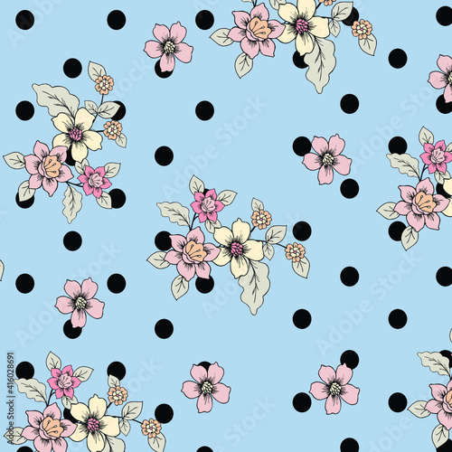 Watercolor Flower background.  Liberty style. fabric, covers, manufacturing, wallpapers, print, gift wrap.