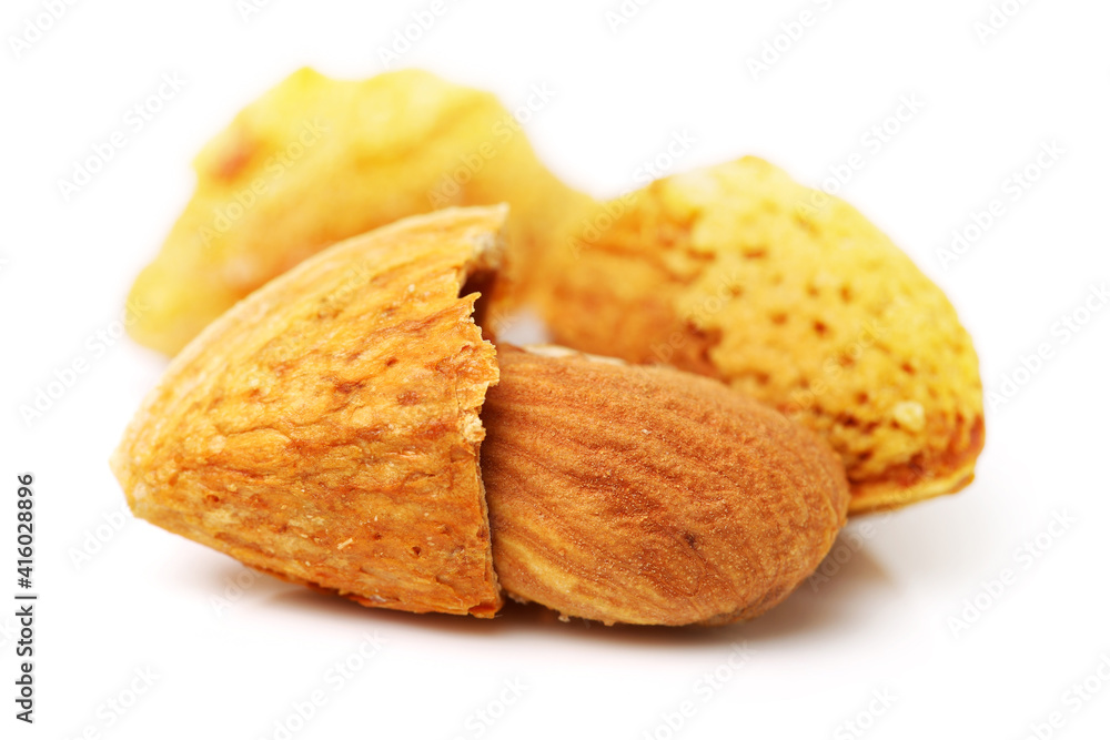 almonds nuts on white background almonds nuts on white background