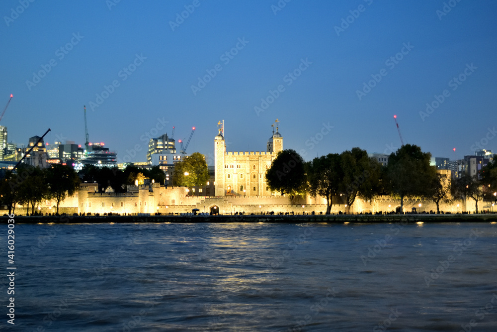 night view of the London Tower - London, England, United Kingdom (UK)