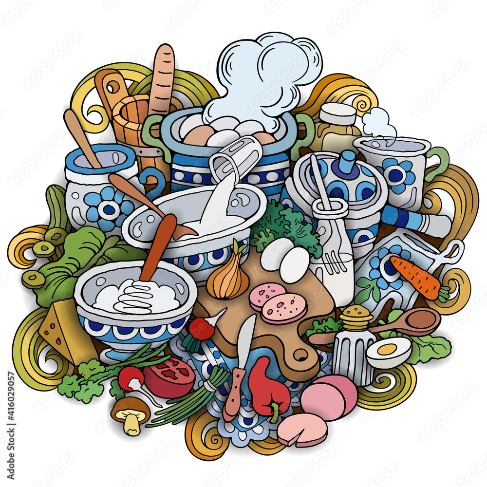 Food hand drawn raster doodles illustration Food hand drawn raster doodles illustration