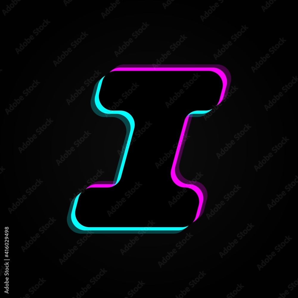 I letter, vector bright neon font. For dark night theme, vibrant identity, techno design, app logo and more I letter, vector bright neon font. For dark night theme, vibrant identity, techno design, app logo and more