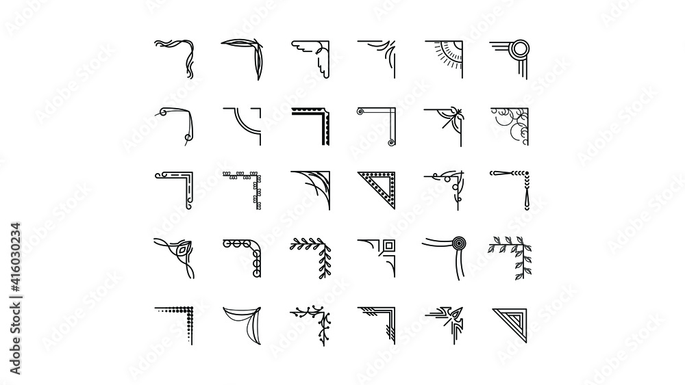 Set Hand Draw Of Corners Different Shapes Flower Decoration Vector Design Doodle Sketch Style For Wedding And Banner Set Hand Draw Of Corners Different Shapes Flower Decoration Vector Design Doodle Sketch Style For Wedding And Banner