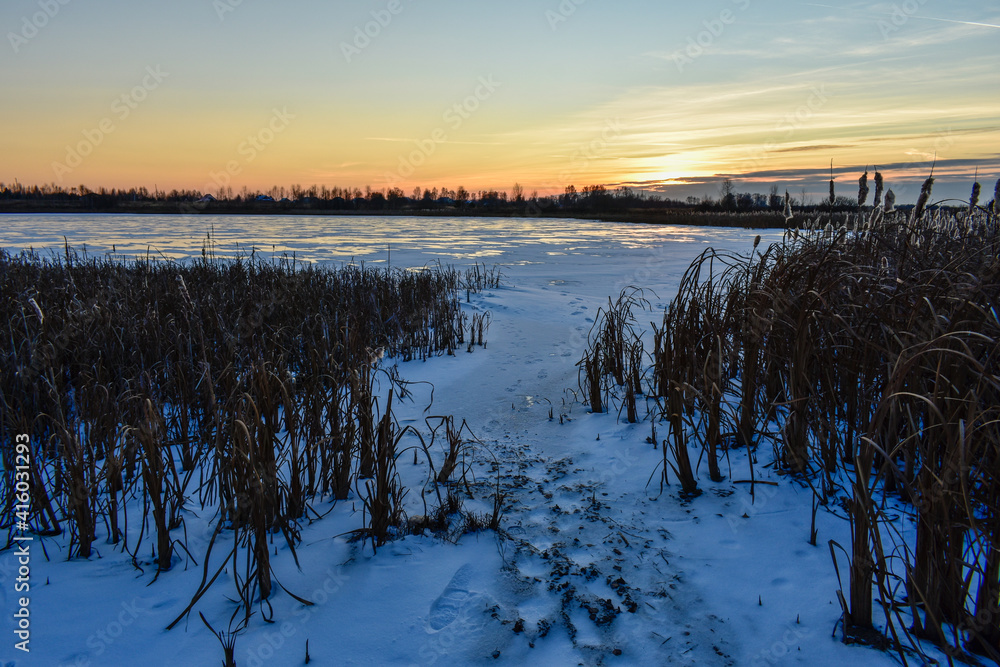 the first ice on the sun at sunset the first ice on the sun at sunset