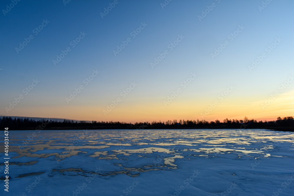 the first ice on the sun at sunset the first ice on the sun at sunset