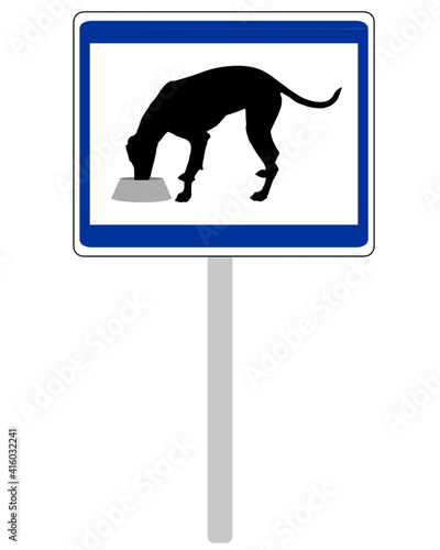 Verkehrszeichen Futter oder Wasser für Hunde