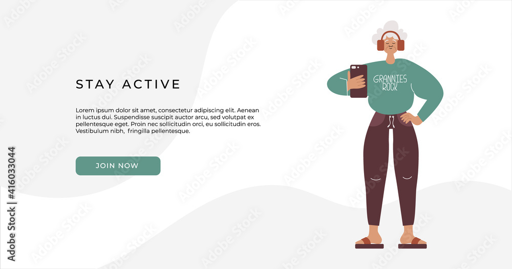 Grannies rock - fun active aging flat vector. Grannies rock - fun active aging flat vector.