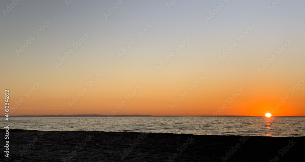 Summer beach sunset panorama in Geographe WA