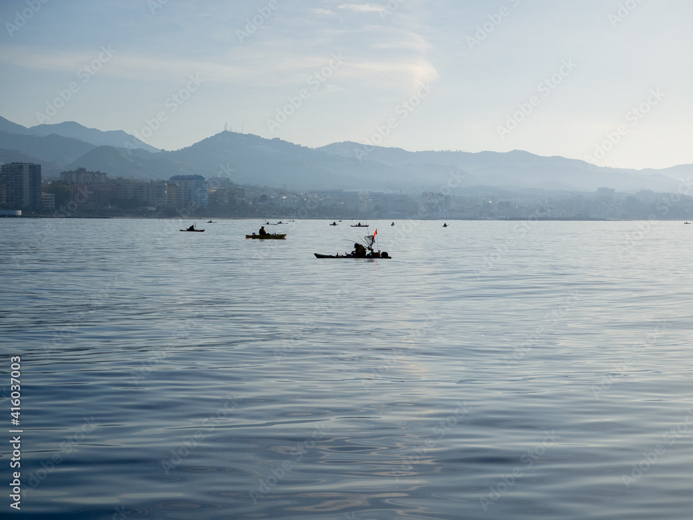 kayak fishing competition in the Mediterranean Sea - Marbella. Andalusia kayak fishing competition in the Mediterranean Sea - Marbella. Andalusia