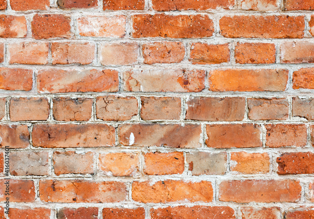 Old red brick wall close-up, seamless background texture Old red brick wall close-up, seamless background texture