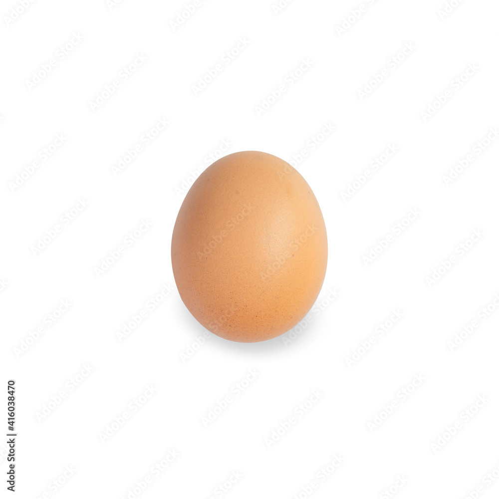 One brown egg on isolated white background, Top view, clipping part for further use. for further use. One brown egg on isolated white background, Top view, clipping part for further use. for further use.