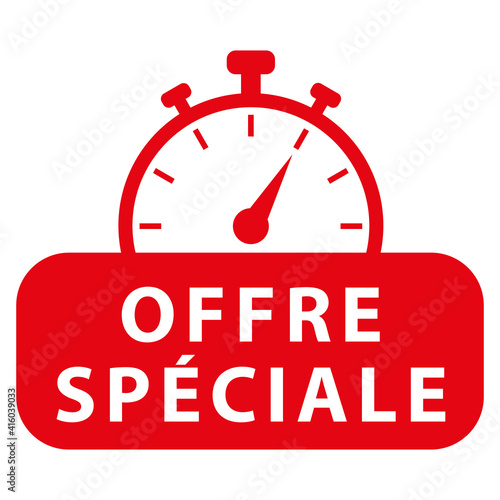 Offre spéciale. Icône rouge avec chronomètre. Illustration vectorielle.