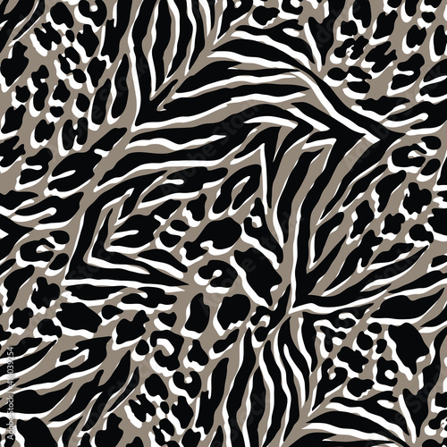 Seamless pattern with zebra fur print. Vector illustration. 