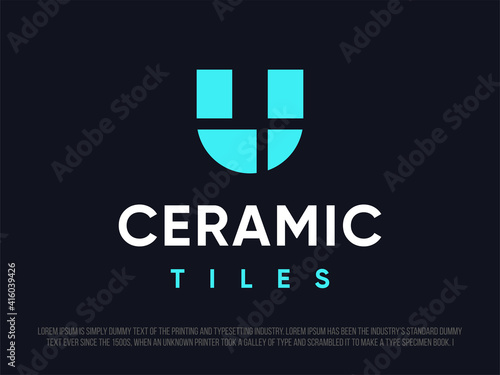 Modern professional logo with the image of ceramic tiles, for the construction industry
