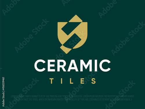 Modern professional logo with the image of ceramic tiles, for the construction industry