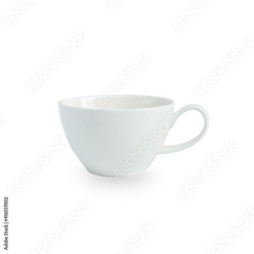 Empty coffee ceramic cup on isolated white background, clipping part