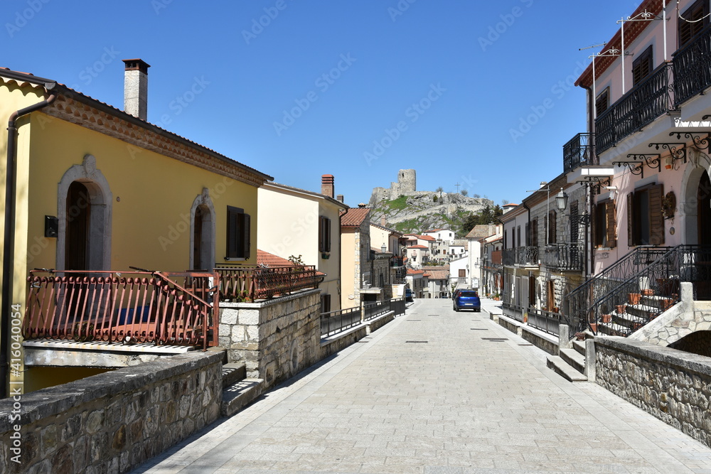 A street among the old stone houses of Rocca San Felice, a medieval village in the province of Avellino.