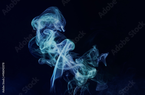 Real Smoke Abstract On Black Background.