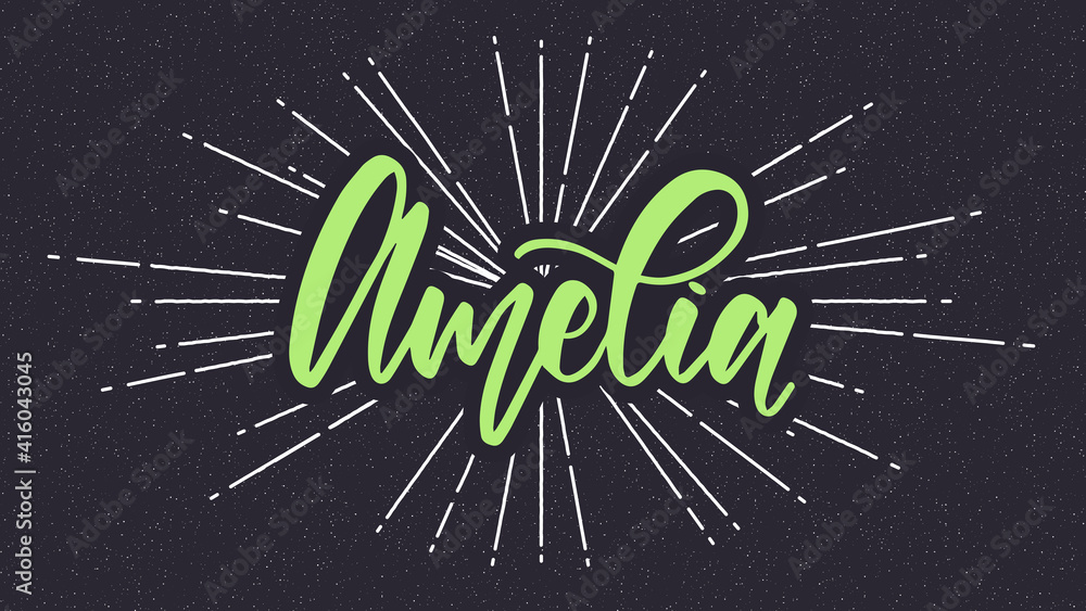 Foto Amelia Name Vector Typography with Starburst