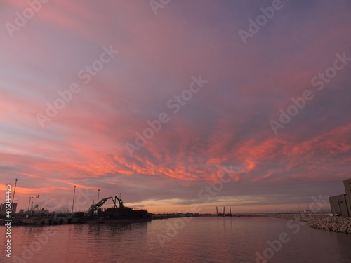 sunset over the river