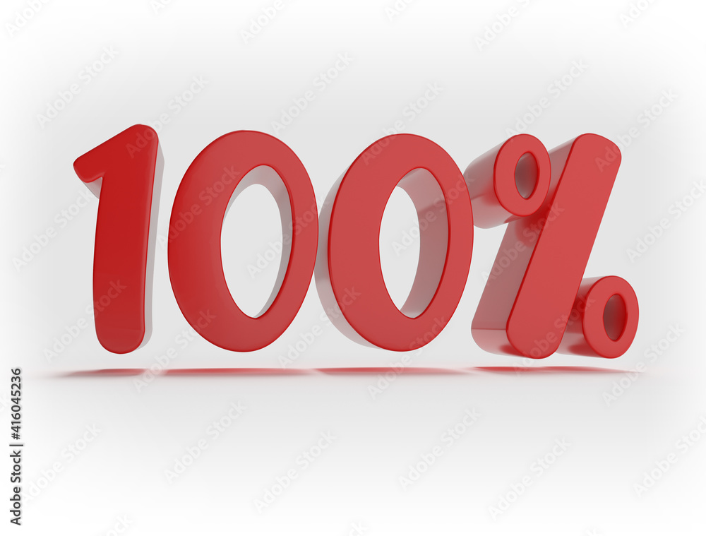 100% discount on sale. One hundred and five percent red isolated on white background. 3d rendering. Illustration 100% discount on sale. One hundred and five percent red isolated on white background. 3d rendering. Illustration