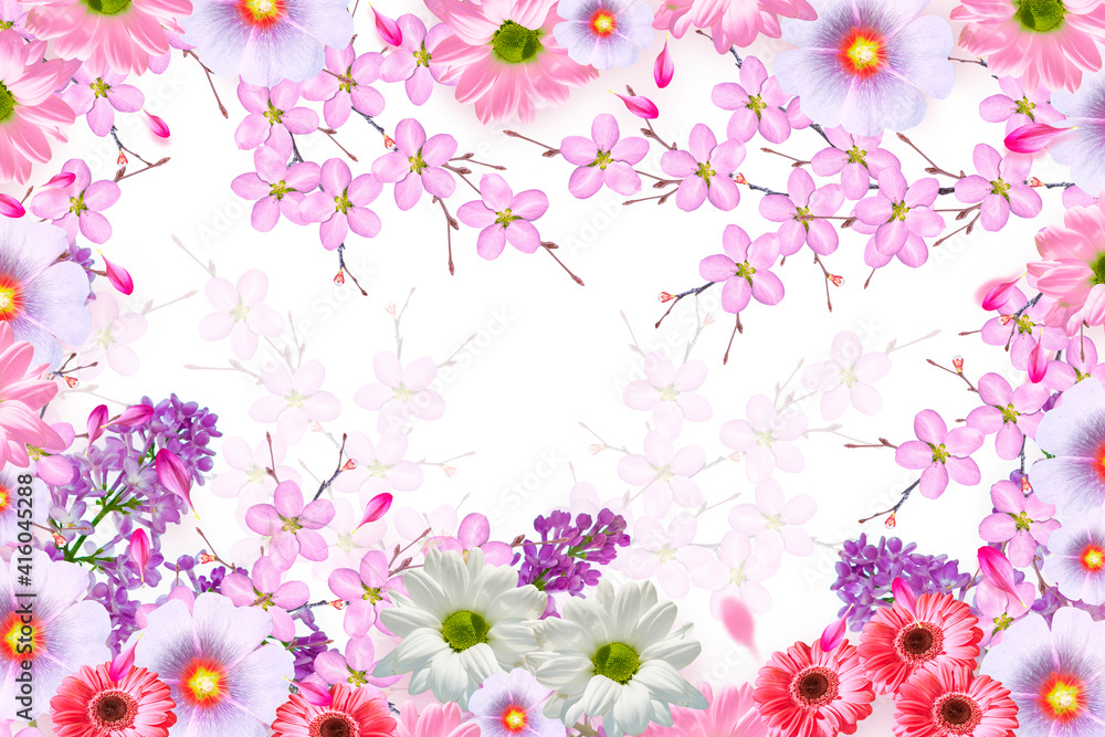 Natural background of bright colorful flowers.