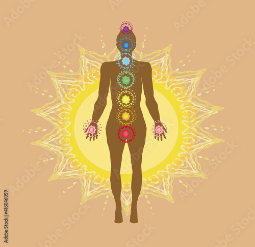 Body Chakras - healing energy  abstract illustration
