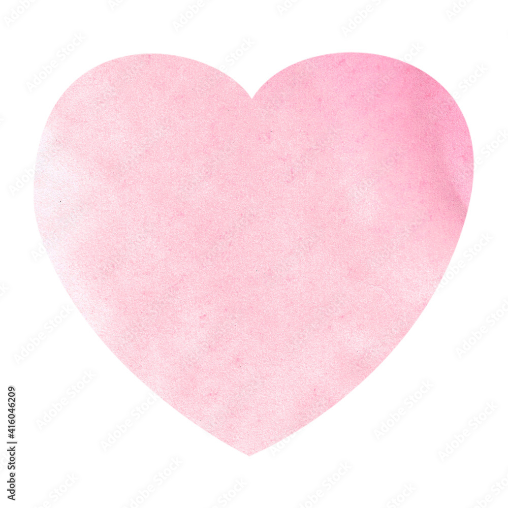 Heart shape drenched in delicate pink watercolor. Template for greeting card for Valentine's Day or Mother's Day