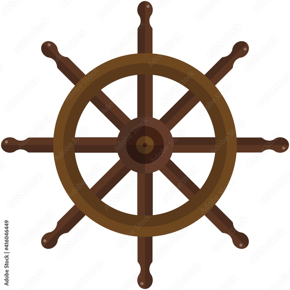 Ship steering wheel vector isolated on white background