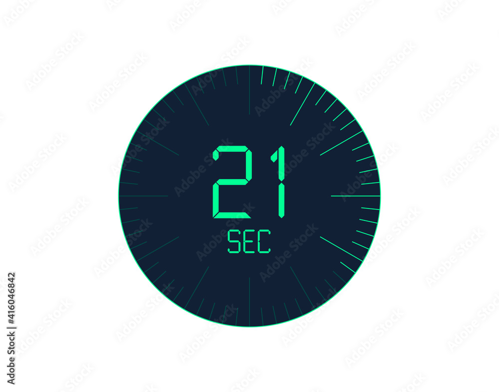 21 sec Timer icon, 21 seconds digital timer. Clock and watch, timer, countdown 21 sec Timer icon, 21 seconds digital timer. Clock and watch, timer, countdown