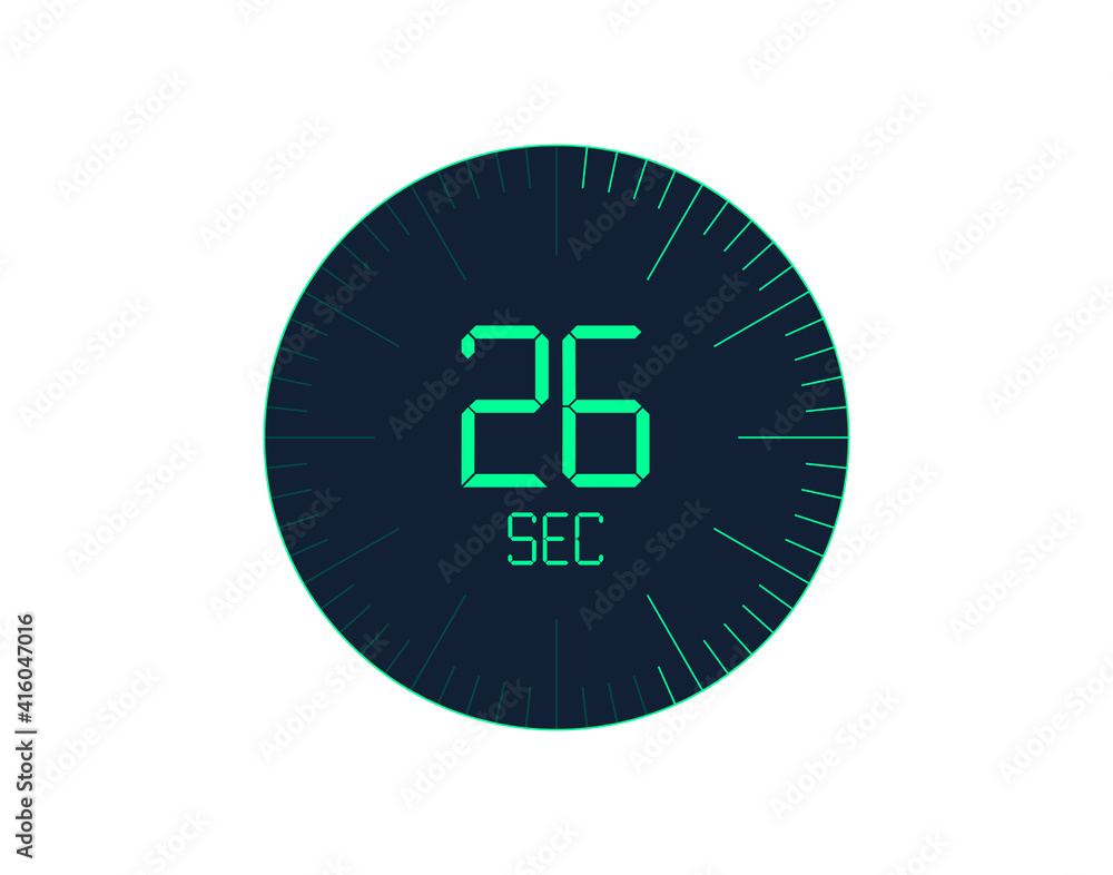 26 sec Timer icon, 26 seconds digital timer. Clock and watch, timer, countdown 26 sec Timer icon, 26 seconds digital timer. Clock and watch, timer, countdown