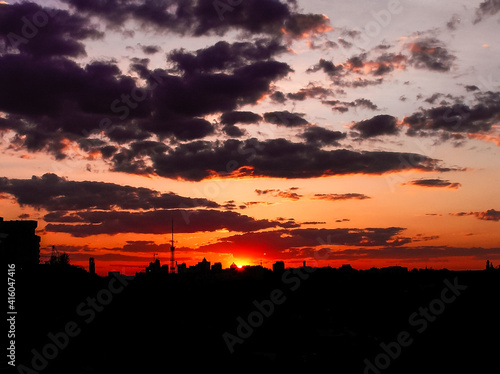 Autumn red sunset with a purple sky © Minakryn Ruslan 