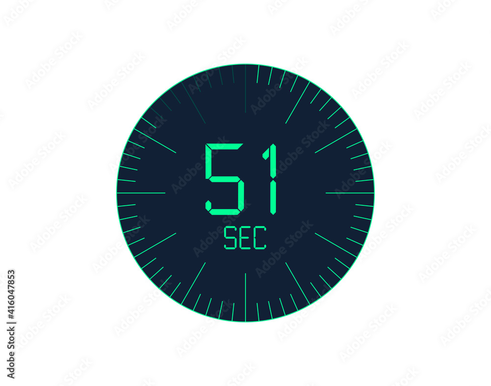 51 sec Timer icon, 51 seconds digital timer. Clock and watch, timer, countdown 51 sec Timer icon, 51 seconds digital timer. Clock and watch, timer, countdown
