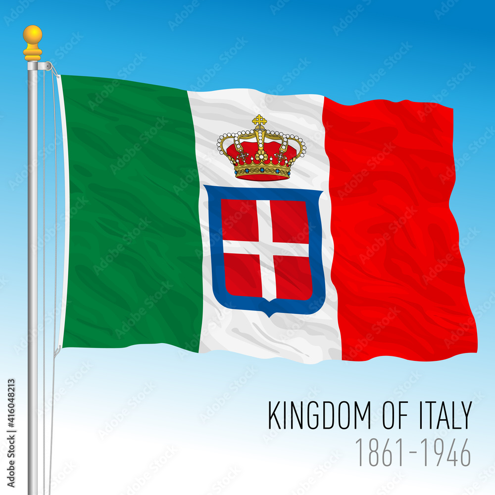 Φωτογραφία Historical navy flag of Kingdom of Italy, 1861 - 1946, vector illustration