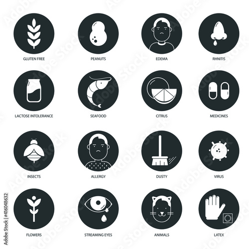 Allergy line icons- black and white