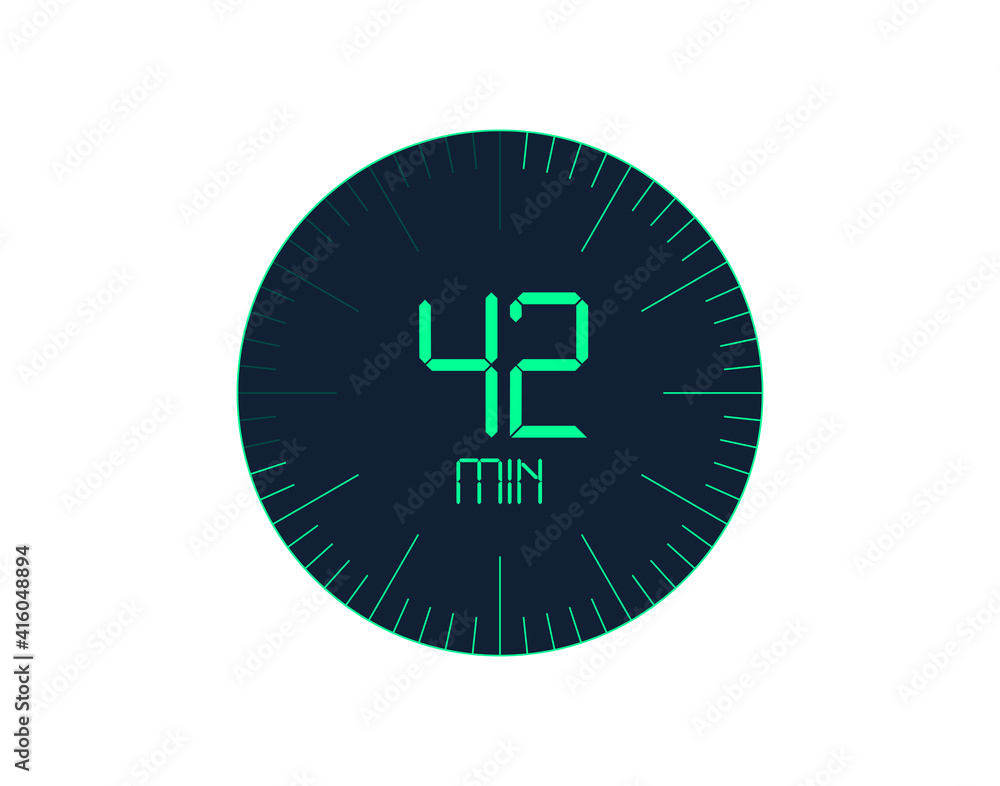 42 min Timer icon, 42 minutes digital timer. Clock and watch, timer, countdown 42 min Timer icon, 42 minutes digital timer. Clock and watch, timer, countdown