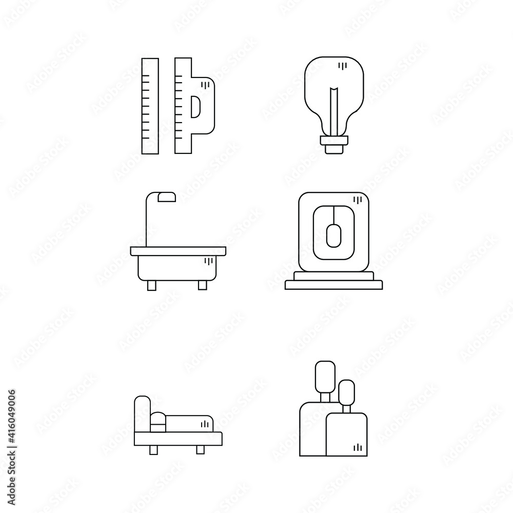 A simple set of design apartments or repairs. Vector line icons. A simple set of design apartments or repairs. Vector line icons.