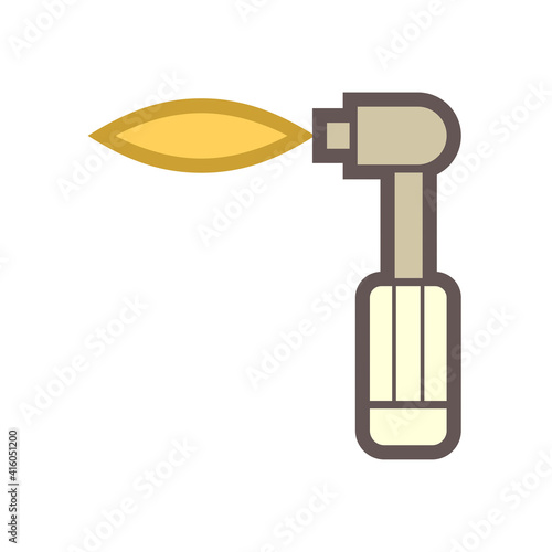 Gas torch or welding torch vector icon. Welding cutting or fuel-burning equipment tool for welder use to blowing fire flame of oxygen, acetylene and propane for metal work, metallurgy and construction