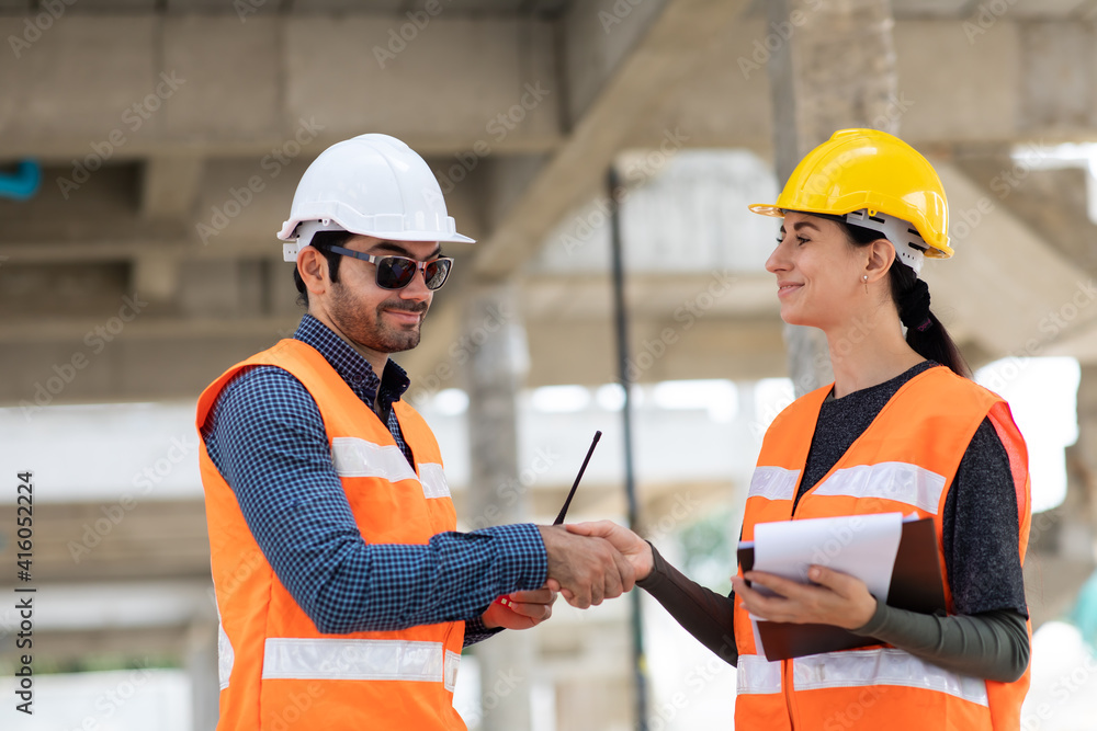 Professional Mechanical Engineer team Working on construction site. Home building Project quality Inspection Professional Mechanical Engineer team Working on construction site. Home building Project quality Inspection